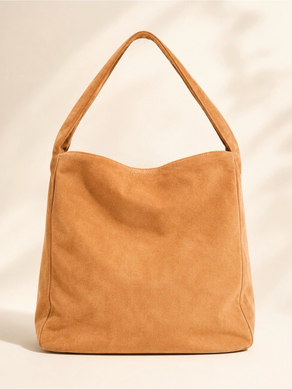 Everyday Suede Shoulder Bag in Camel